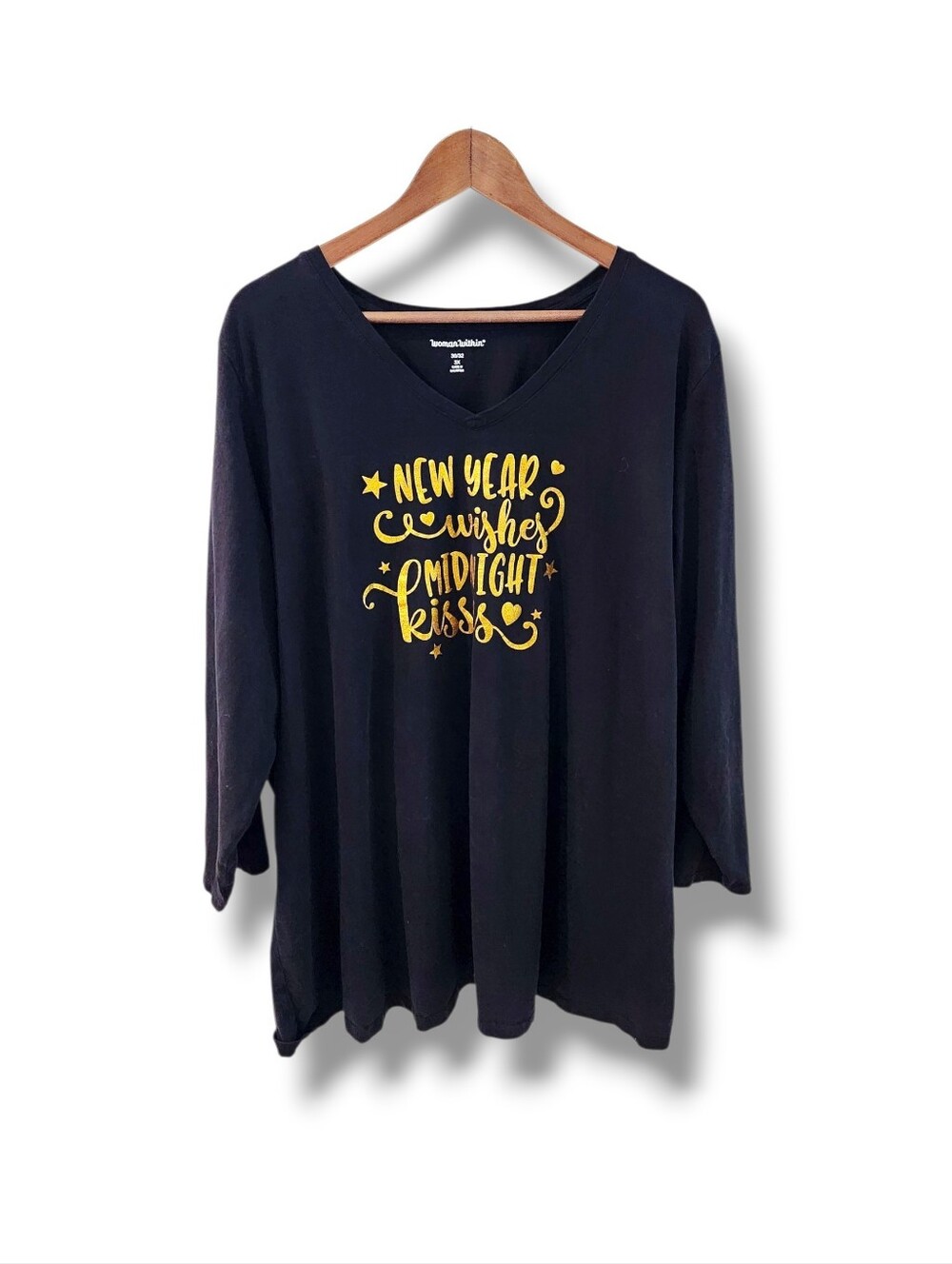 Woman Within New Year's Long Sleeve Graphic Tee | 3X